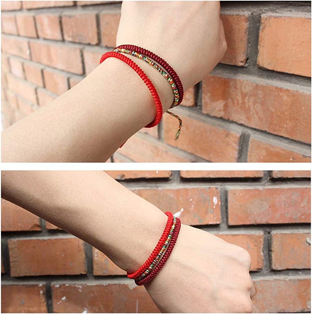 MENGLINA Men Women Chinese Lucky Red String Bracelet Tibetan Buddhist Prayer Handmade Yoga Prayer Rope Mala Bracelet Adjustable Size - Image 7
